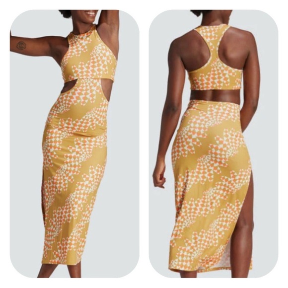 ADIDAS X FARM RIO PSYCHEDELIC WAVE MAXI DRESS NWT